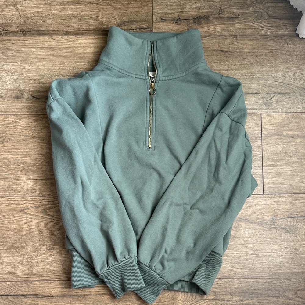 a new day Women's Sage Green Half-Zip Sweater